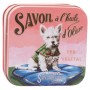 Savon en boîte métal, chien Westie La Boutique à Paris chez Soap and the City, savons, bougies, parfums, encens et peluches